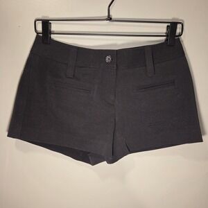 Vintage Express Mini Shorts Y2K Low Rise Stretch Chino, Women's Size 1/2, Black